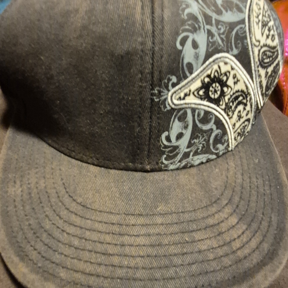 Hurley Black Baseball Cap with Light Blue Paisley Accent